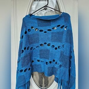 💙Blue Knit Women's Poncho